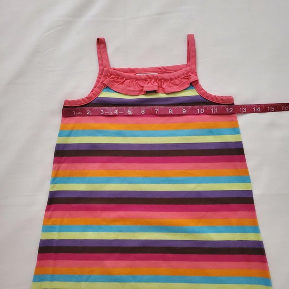 Hanna Anderson Kids Girl's Rainbow Stripe Ruffled Play Dress Size US 6X-7 - Picture 3 of 9